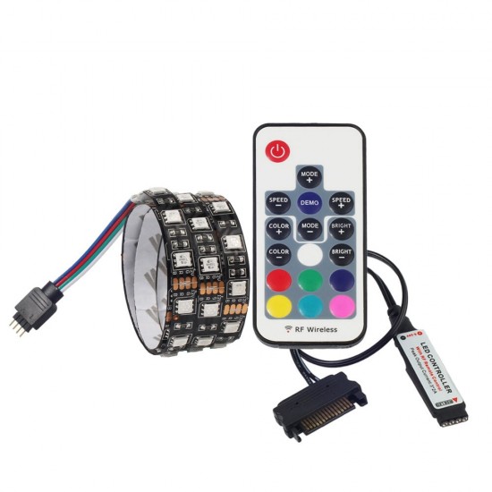 SATA LED Strip Light 5050 RGB for PC Computer Case, SATA power supply interface,Fixed by Magnet,Remote Control