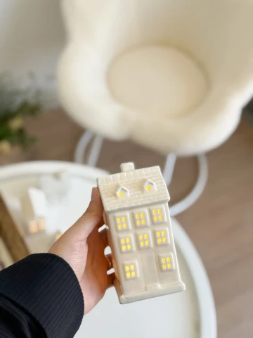 شمعدان زجاج شكل بيت.🏠 يعمل بالبطارية- شكل 1