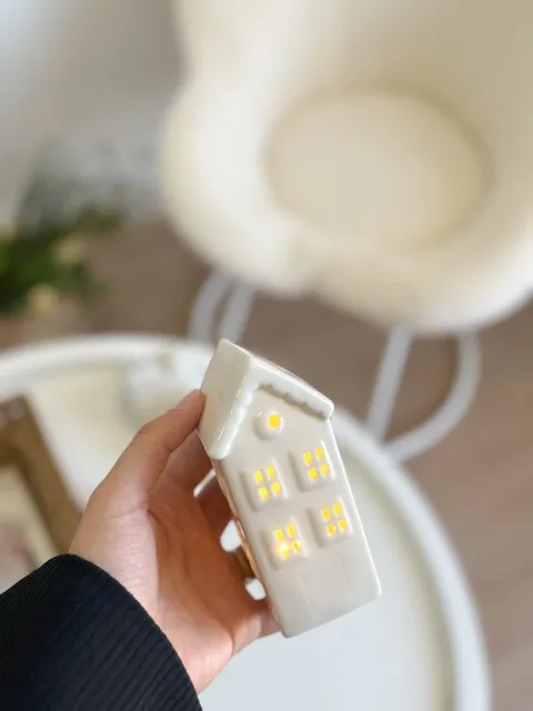 شمعدان زجاج شكل بيت.🏠 يعمل بالبطارية- شكل 4